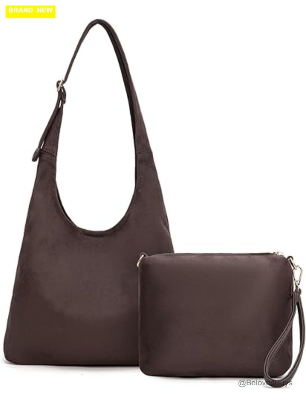 Ultra Soft Foldable Shoulder Slouchy Handbag with Cosmetic Pouch